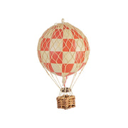 Vintage stílusú, kis méretű, függeszthető, piros-bézs színű dekorációs hőlégballon díszdobozban