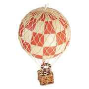 Vintage stílusú, kis méretű, függeszthető, piros-bézs színű dekorációs hőlégballon díszdobozban