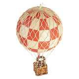 Vintage stílusú, kis méretű, függeszthető, piros-bézs színű dekorációs hőlégballon díszdobozban