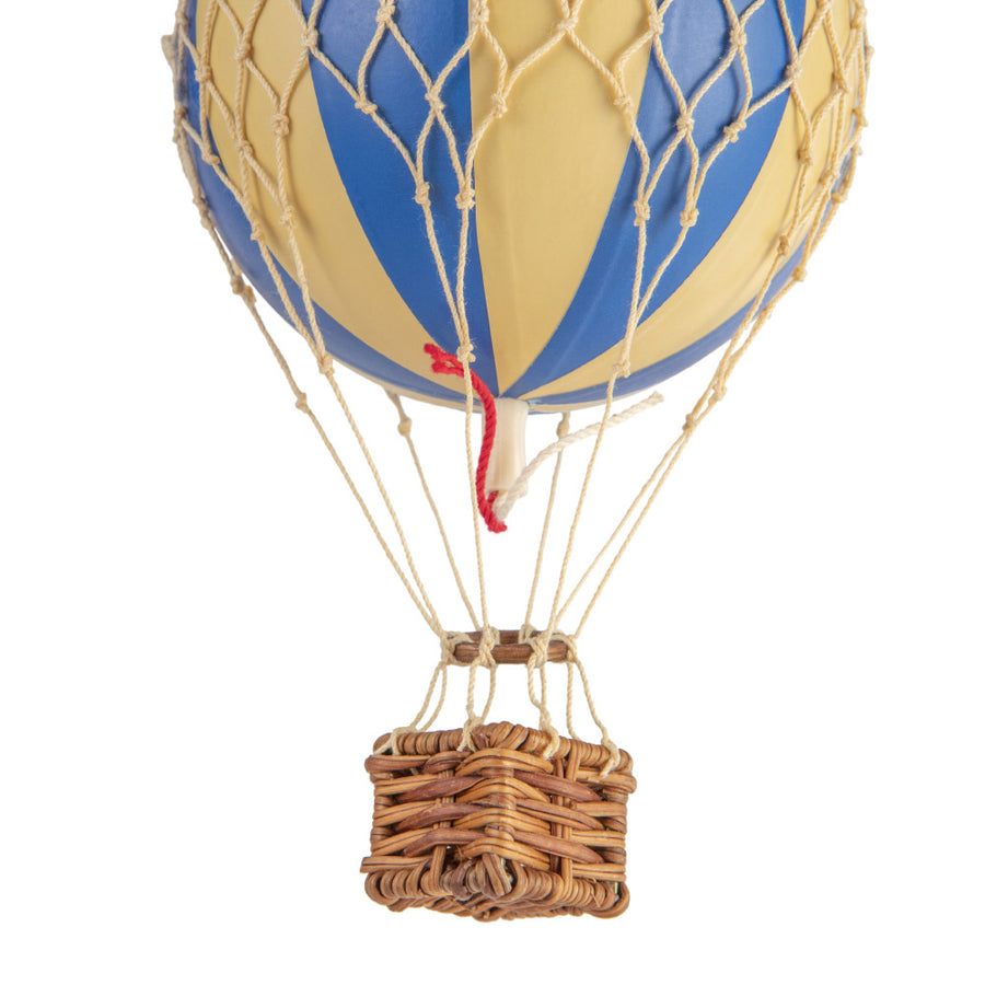 Vintage stílusú, függeszthető kialakítású, kék-bézs színű dekorációs hőlégballon