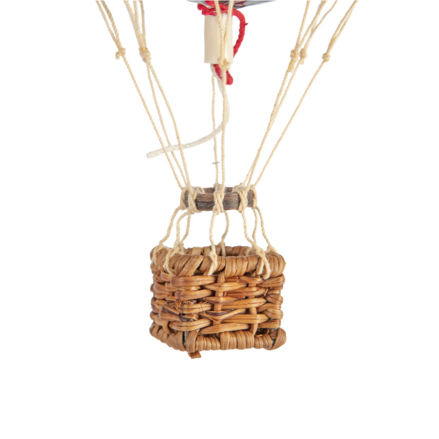 Vintage stílusú, függeszthető kialakítású, kék-bézs színű dekorációs hőlégballon