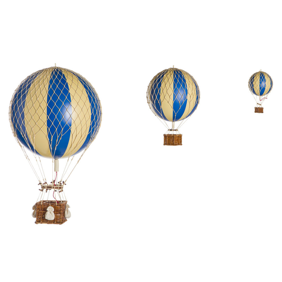 Vintage stílusú, függeszthető kialakítású, kék-bézs színű dekorációs hőlégballon