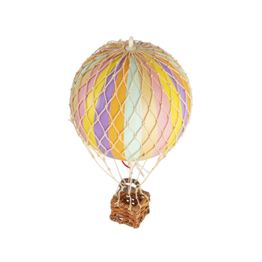Vintage stílusú, függeszthető, pasztell szivárványszínű dekorációs hőlégballon