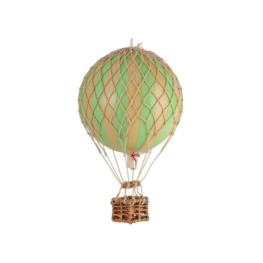 Vintage stílusú, függeszthető kialakítású, zöld-bézs színű dekorációs hőlégballon