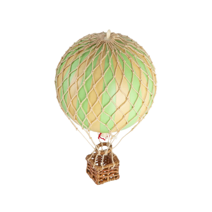 Vintage stílusú, függeszthető kialakítású, zöld-bézs színű dekorációs hőlégballon