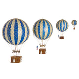 Vintage stílusú, függeszthető kialakítású, kék-bézs színű dekorációs hőlégballon