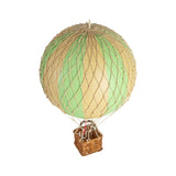 Vintage stílusú, függeszthető kialakítású, zöld-bézs színű dekorációs hőlégballon