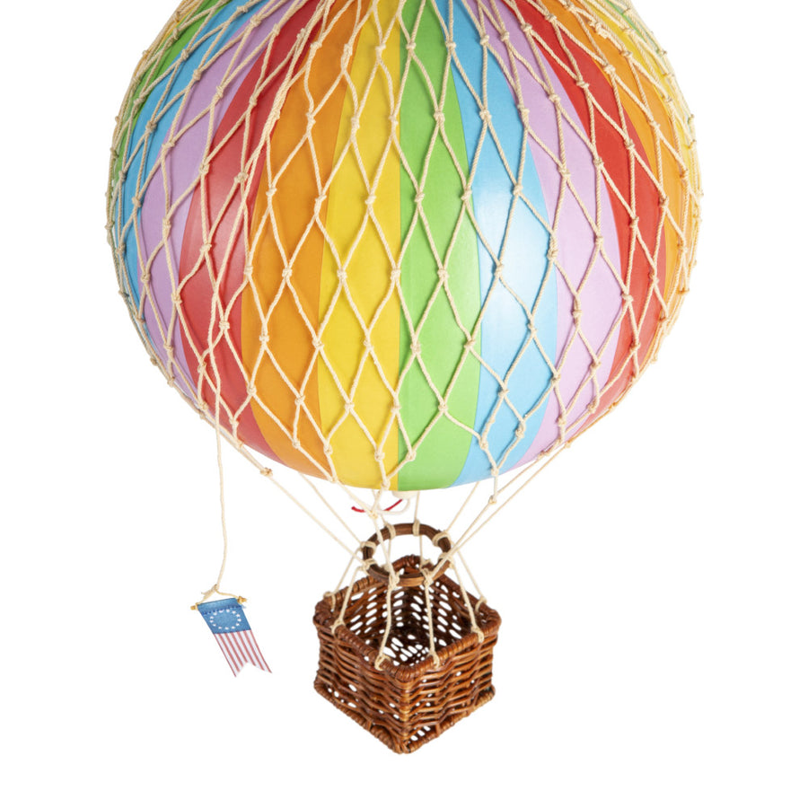 Vintage stílusú, függeszthető, szivárványszínű dekorációs hőlégballon