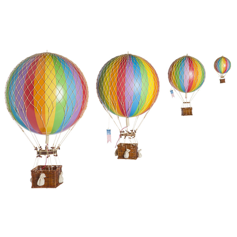 Vintage stílusú, függeszthető, szivárványszínű dekorációs hőlégballon