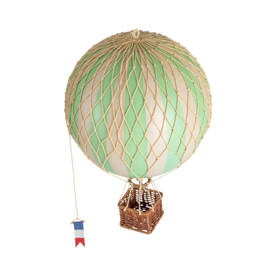 Vintage stílusú, függeszthető kialakítású, zöld-bézs színű dekorációs hőlégballon