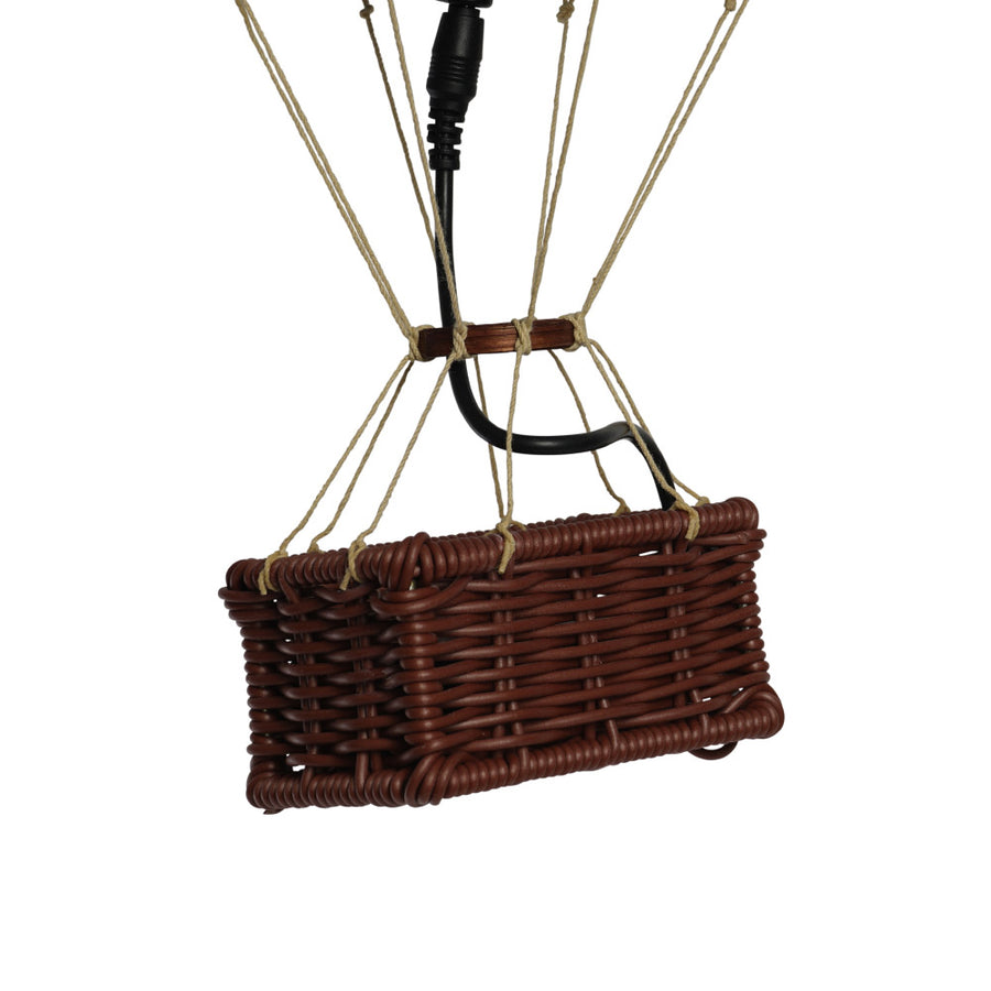 Vintage stílusú, függeszthető, kék-bézs színű dekorációs hőlégballon LED világítással