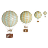 Vintage stílusú, függeszthető kialakítású, mentazöld-bézs színű dekorációs hőlégballon