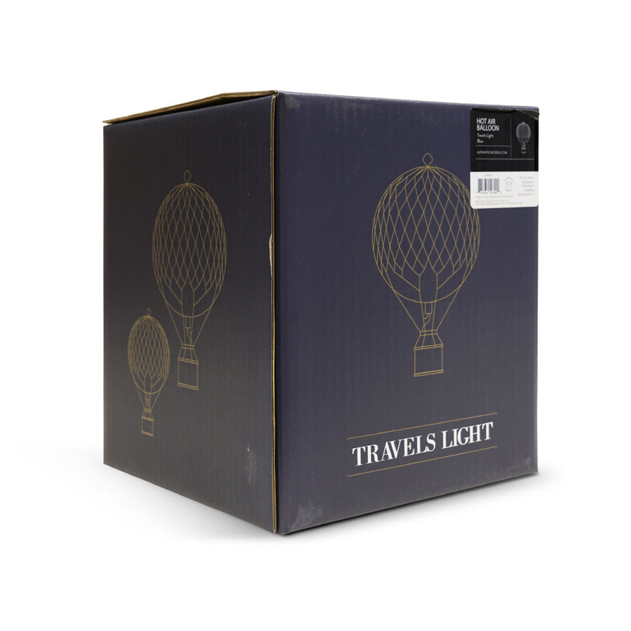 Vintage stílusú, függeszthető, piros-bézs színű dekorációs hőlégballon díszdobozban