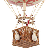 Vintage stílusú, nagy méretű, függeszthető, piros-bézs színű dekorációs hőlégballon díszdobozban