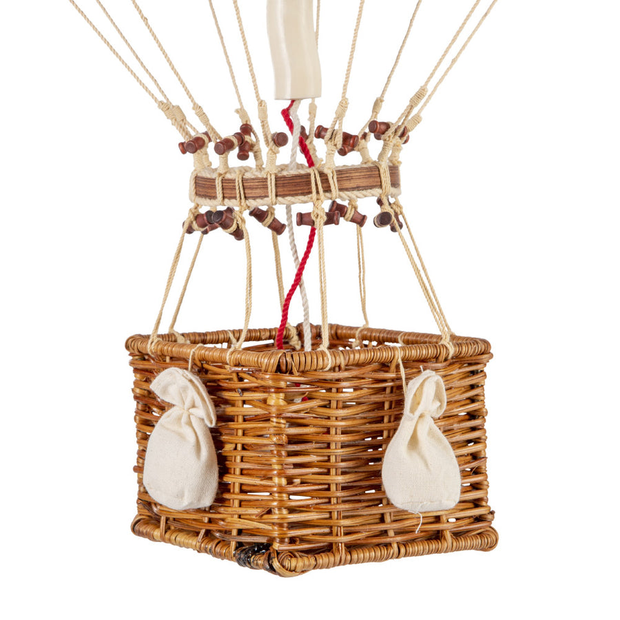 Vintage stílusú, függeszthető kialakítású, kék-bézs színű dekorációs hőlégballon