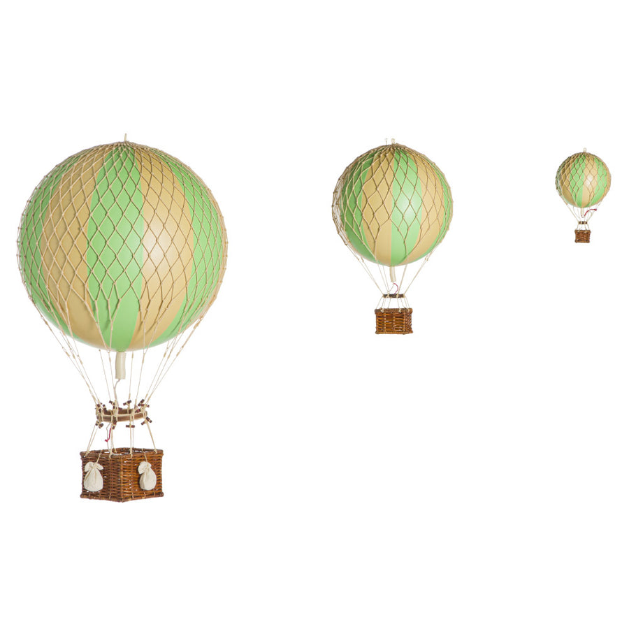 Vintage stílusú, függeszthető kialakítású, zöld-bézs színű dekorációs hőlégballon