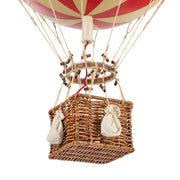 Vintage stílusú, nagy méretű, függeszthető, piros-bézs színű dekorációs hőlégballon díszdobozban