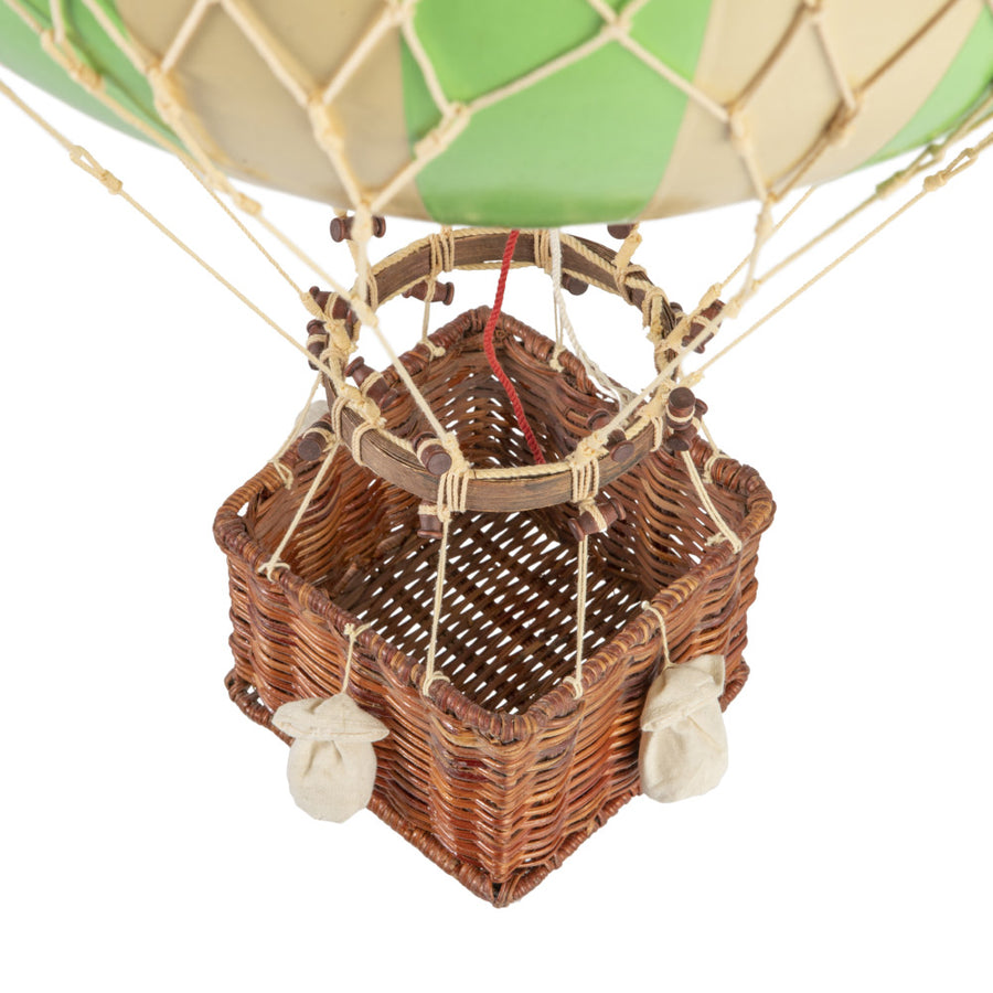 Vintage stílusú, függeszthető kialakítású, zöld-bézs színű dekorációs hőlégballon