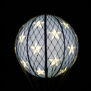 Vintage stílusú, függeszthető, kék-bézs színű dekorációs hőlégballon LED világítással