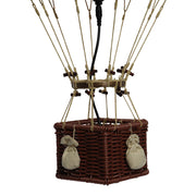 Vintage stílusú, függeszthető, kék-bézs színű dekorációs hőlégballon LED világítással