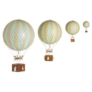 Vintage stílusú, függeszthető kialakítású, mentazöld-bézs színű dekorációs hőlégballon