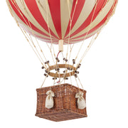 Vintage stílusú, nagy méretű, függeszthető, piros-bézs színű dekorációs hőlégballon díszdobozban