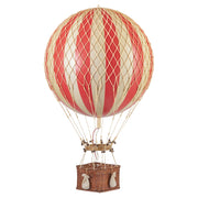 Vintage stílusú,függeszthető kialakítású, piros-bézs színű dekorációs hőlégballon