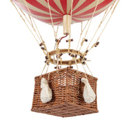 Vintage stílusú,függeszthető kialakítású, piros-bézs színű dekorációs hőlégballon