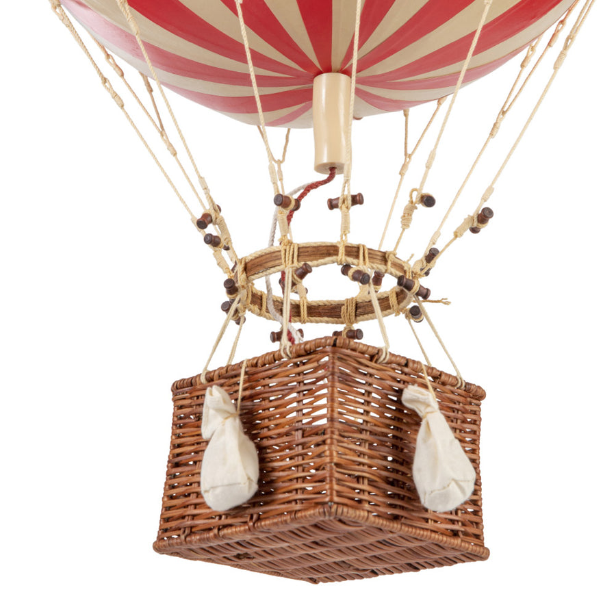 Vintage stílusú,függeszthető kialakítású, piros-bézs színű dekorációs hőlégballon