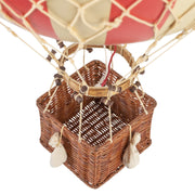 Vintage stílusú,függeszthető kialakítású, piros-bézs színű dekorációs hőlégballon