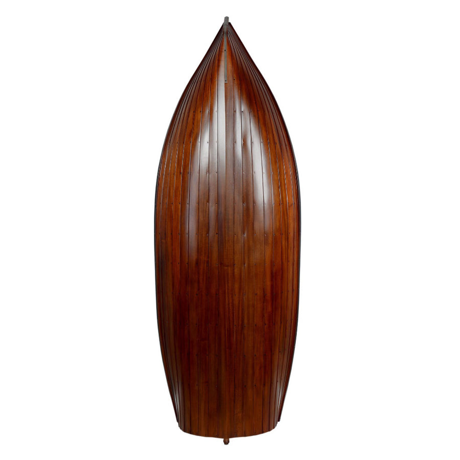 Vintage stílusú, fényes fekete és mézszínű lakkal kezelt, csónak formájú polc