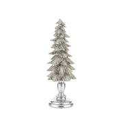 Ezüst glitteres műgyanta dekor fenyőfa 32,5 cm – frontális nézet, Fagyos Éj kollekció