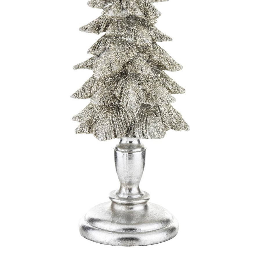 Talapzatos ezüst fenyőfa – műgyanta dekoráció 41 cm, alsó részlet