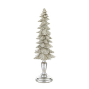 Ezüst glitteres műgyanta dekor fenyőfa 41 cm – frontális nézet, Fagyos Éj kollekció