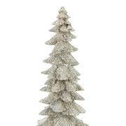 Dekor fenyőfa ezüst csillámos felülettel – részletfotó a réteges levelekről