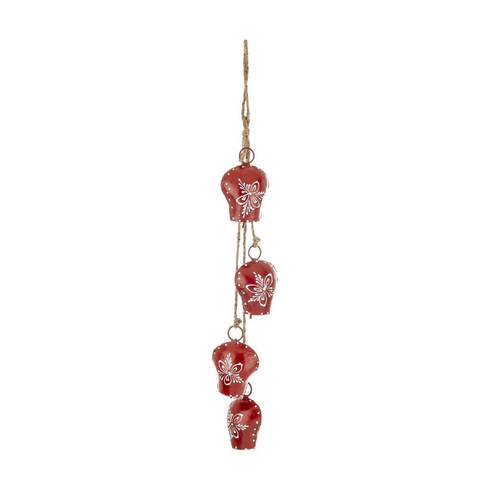 Bordó fém kolompfüzér 58 cm – frontális nézet, Christmas Bell kollekció