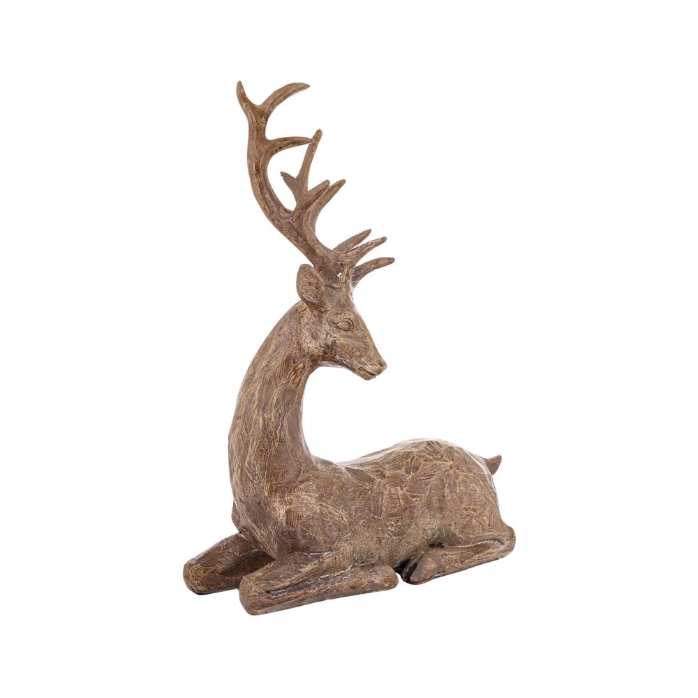 Fekvő szarvasfigura – bal első nézet, natúr műgyanta, Dost kollekció