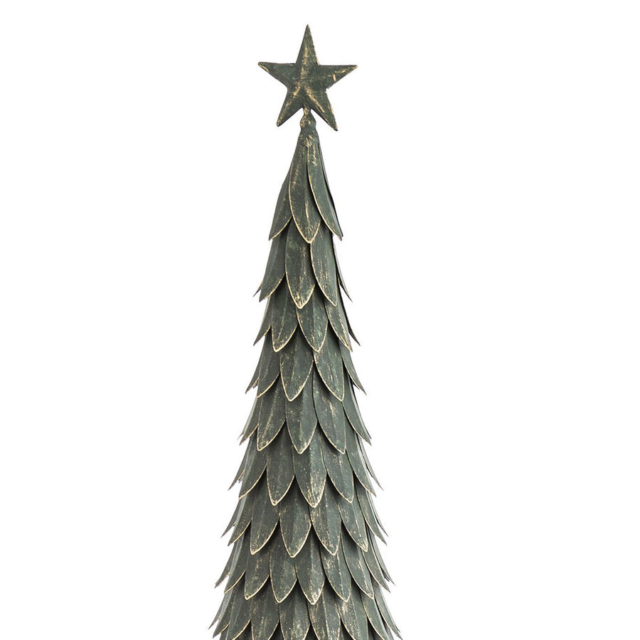 Fém dekor fenyőfa csillag csúcsdísz részletfotó 