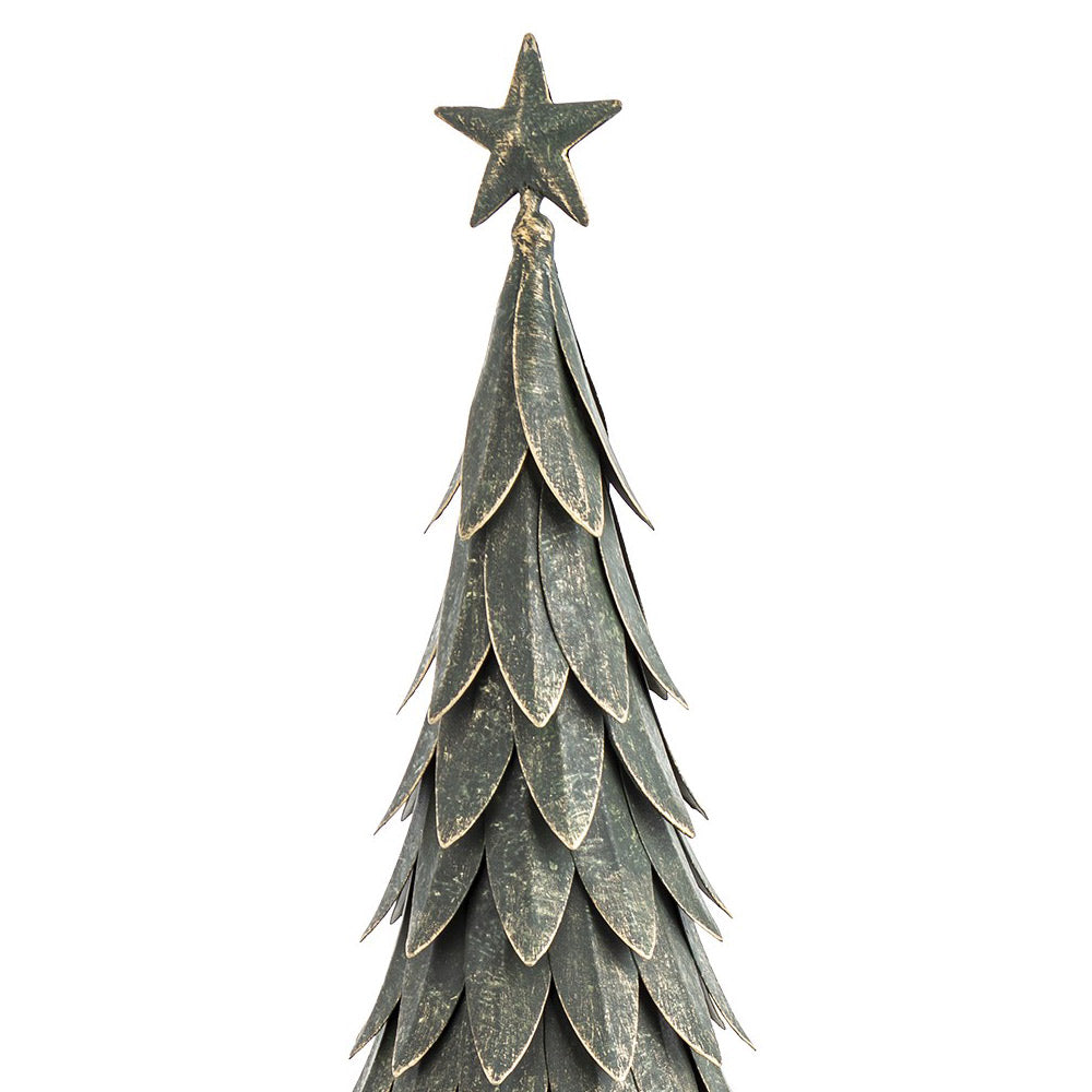 Fém dekor fenyőfa csillag csúcsdísz részletfotó 