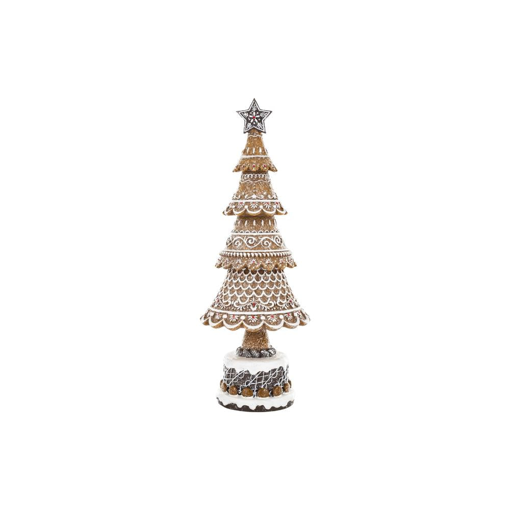 Mézeskalács fenyőkúp 32,5 cm – frontális nézet, műgyanta, Gingerbread kollekció