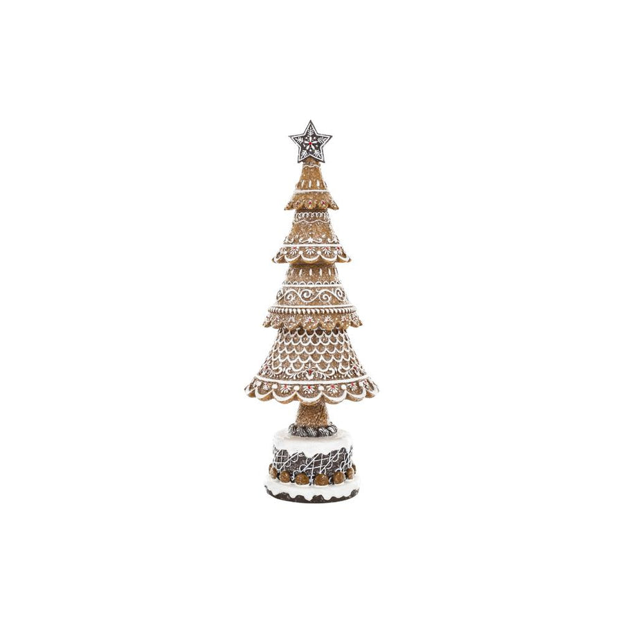 Mézeskalács fenyőkúp 32,5 cm – frontális nézet, műgyanta, Gingerbread kollekció