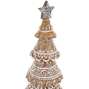 Csillag csúcsdísszel készült mézeskalács fenyőkúp – részletfotó