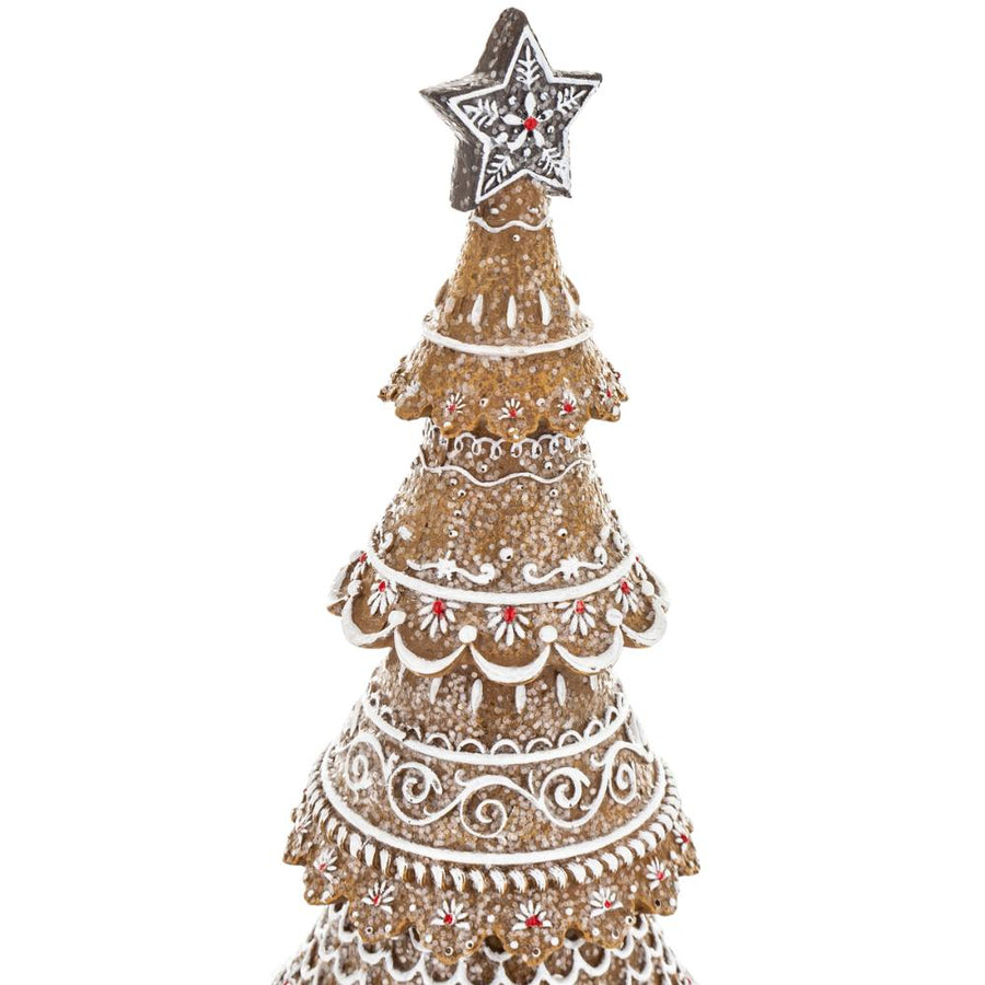 Csillag csúcsdísszel készült mézeskalács fenyőkúp – részletfotó