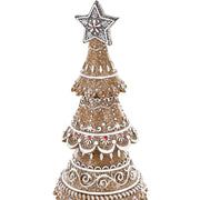 Csillag csúcsdísszel készült mézeskalács fenyőkúp – részletfotó