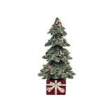 Heritage műgyanta fenyőkúp 26,5 cm – frontális nézet, zöld-bordó színek