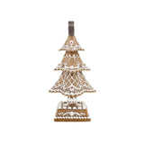 Gingerbread dekor fenyőkúp – oldalsó nézet, hóhatású talapzat