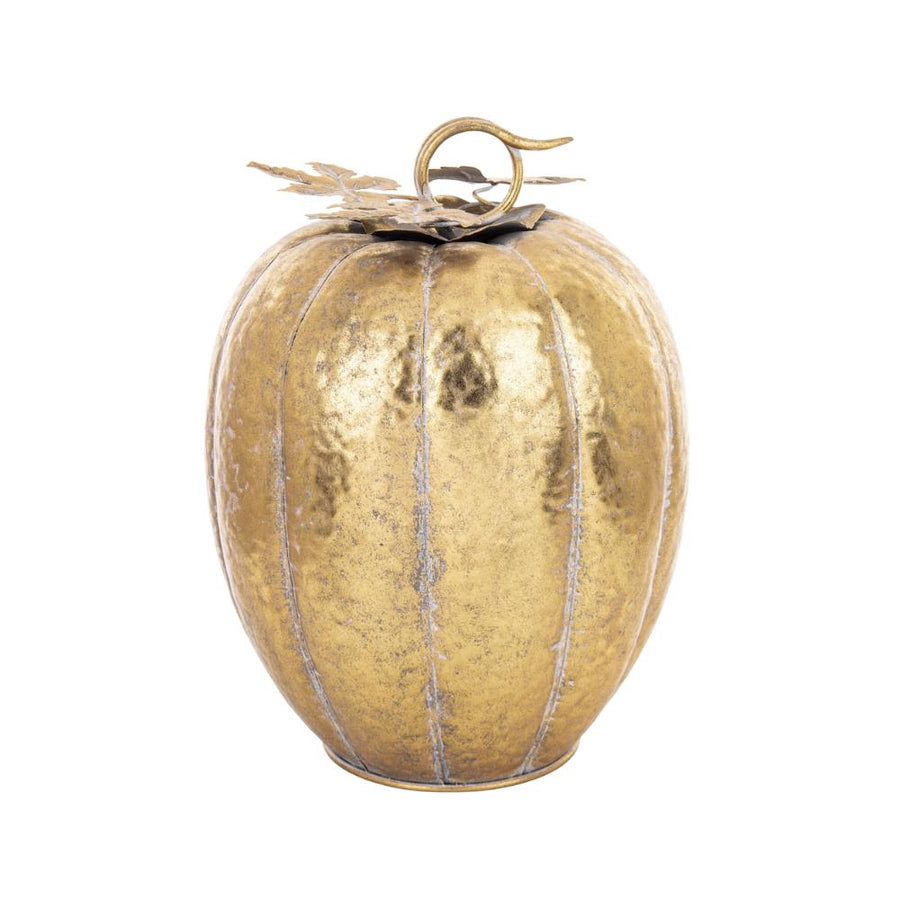 Antik hatású arany fém dísztök oldalnézetben, dekoratív szárral és levelekkel