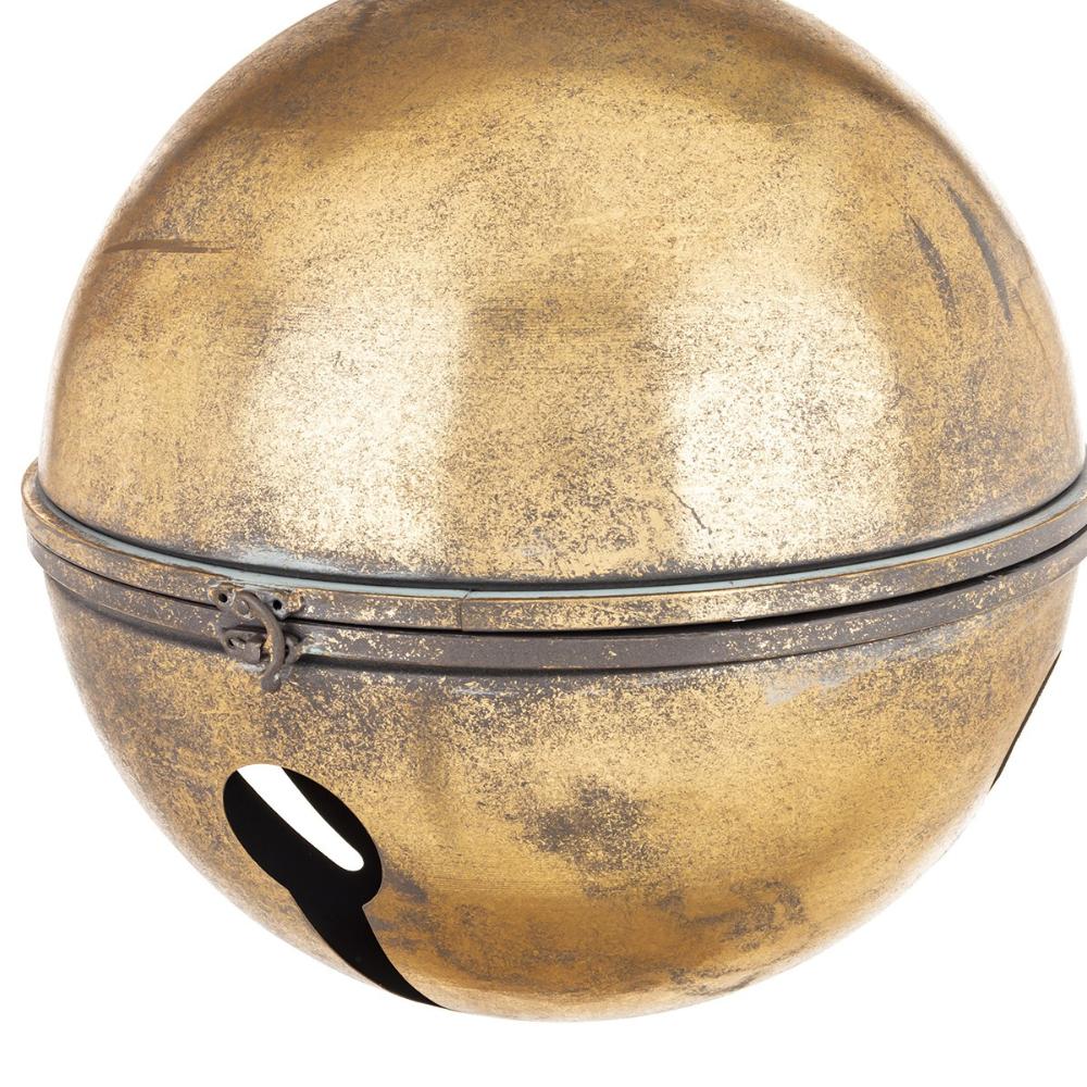 Antikolt sárgarézszínű nagyméretű fém karácsonyi csengő - részletfotó