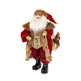 Heritage bordó Mikulás figura 65 cm magas, előlnézet, díszes ruhában arany puttonnyal