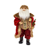 Heritage Mikulás figura 65 cm – elölnézet, bordó kabáttal és prémes gallérral